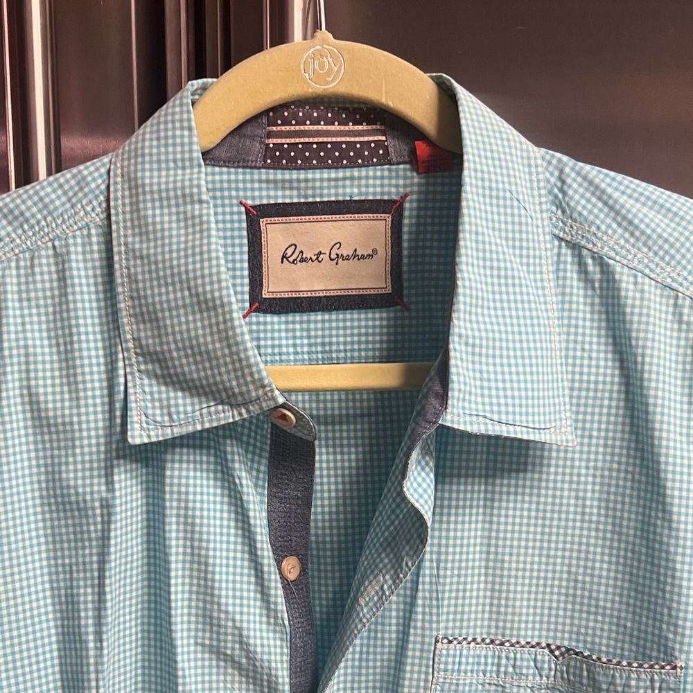 Robert Graham Blue and White Checkered Shirt